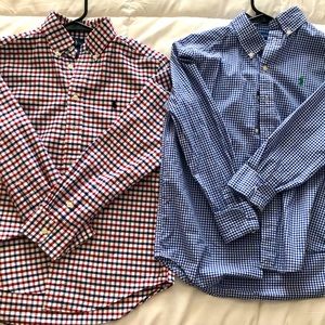 Ralph Lauren Boys’ Size 10-12, Gingham Cotton Poplin Buttondown shirts